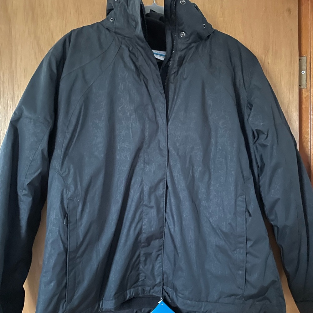 NEW WOMENS PLUS SIZE COLUMBIA 3 IN 1 JACKET BUGABOO COAT SKI SNOW BLACK 1X
